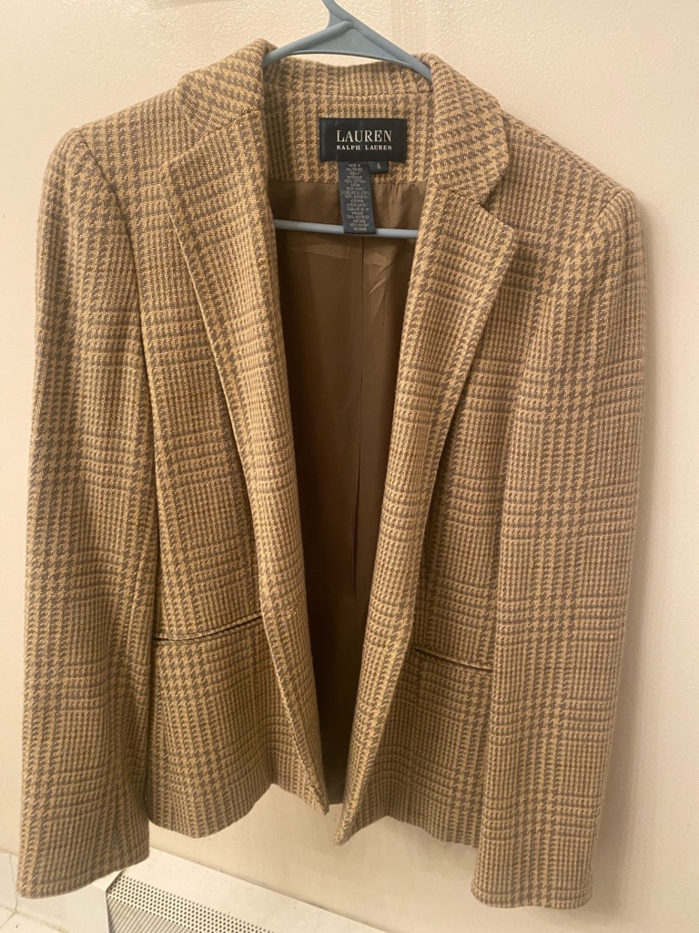 Lauren Ralph Lauren Camel Plaid Tailored Blazer